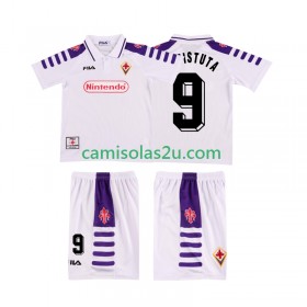 Camisolas de futebol ACF Fiorentina BASTUTA 9 1999 Retro Criança Equipamento Alternativa 1998 Manga Curta